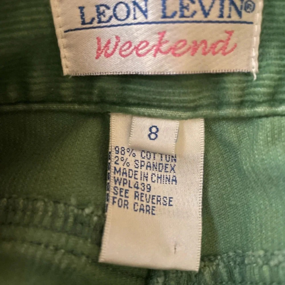 Y2K 2008 Leon Levin Weekend Kelly Green Wide Leg Corduroy Pants Size 8 - Picture 11 of 12